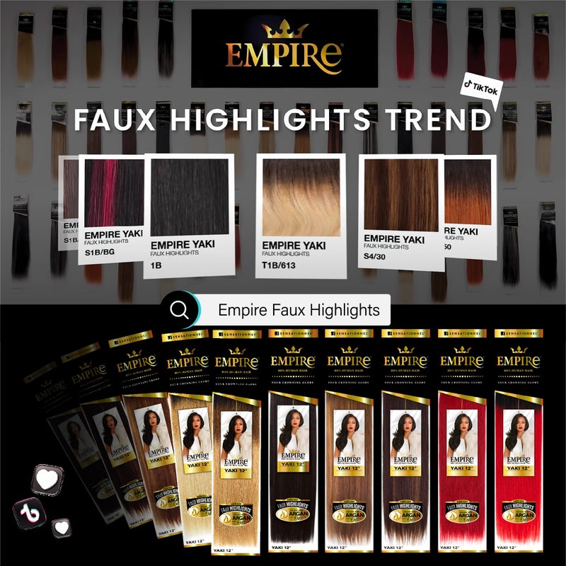 Sensationnel Empire yaki human hair - Tangle Free Weaving for Quick Weave and Sew in Styles for Faux Highlights and Fauxmiddlepart Leave Out - 1 Pack (12 inch, 1B OFFBLACK) - Image 4